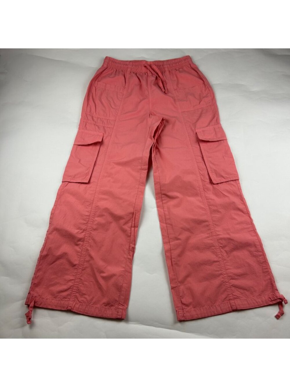 Aerie Coral Cotton Poplin Canvas Wide Leg Cargo Pant M New